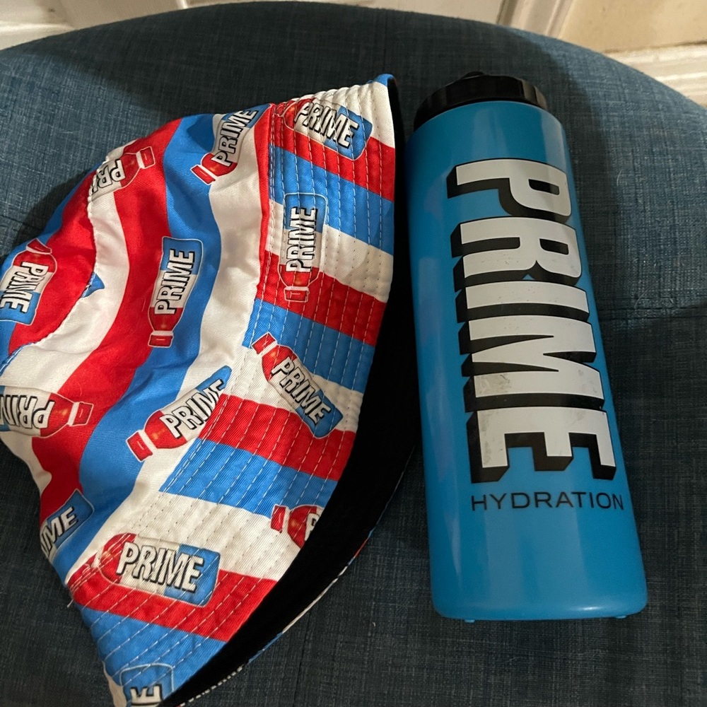 Kids Hydration Bottle and Hat Set - Blue and Red